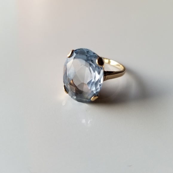 Vintage large blue spinel gold ring - Picture 1 of 1